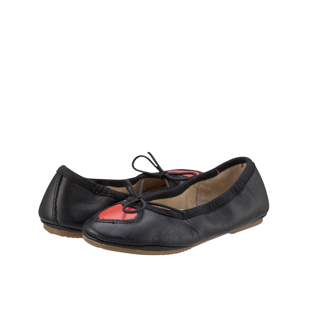 Old Soles Kids Girl Cruise Love Ballet Flat in Black / Bright Red