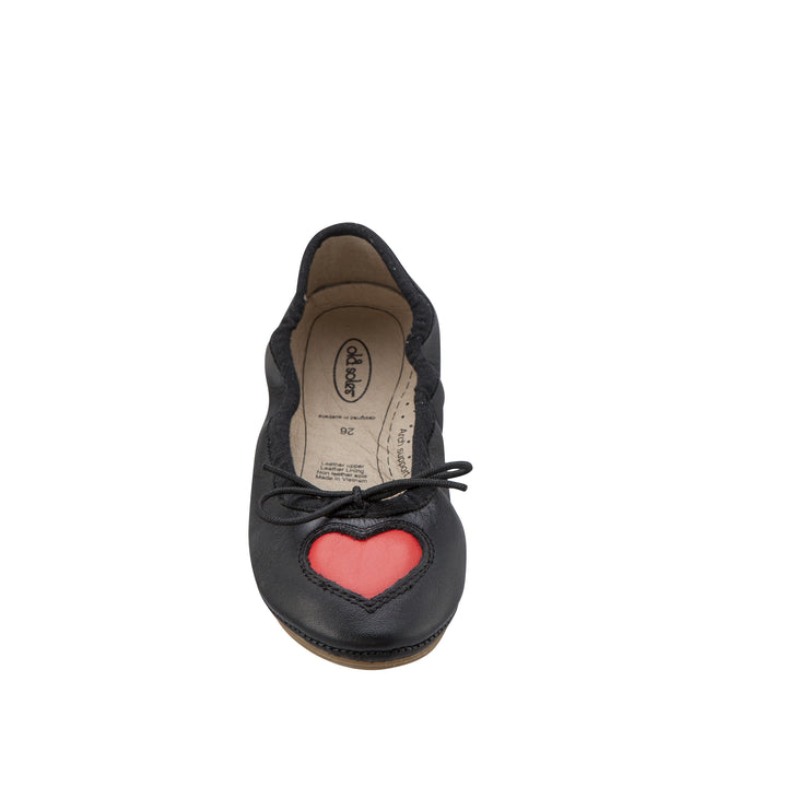 Old Soles Kids Girl Cruise Love Ballet Flat in Black / Bright Red