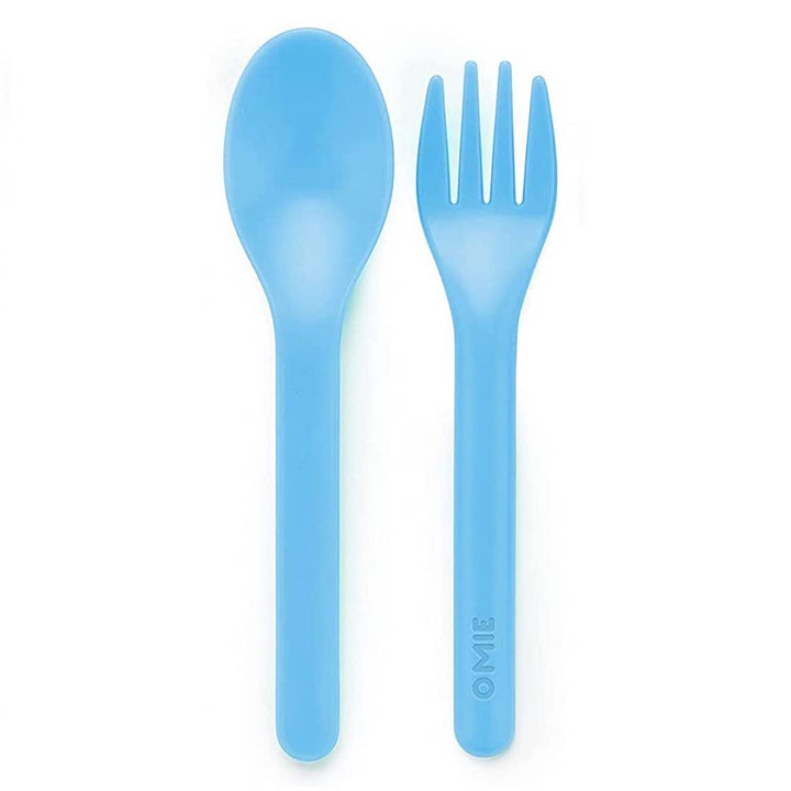OmieBox Utensils Fork & Spoon Set in Blue