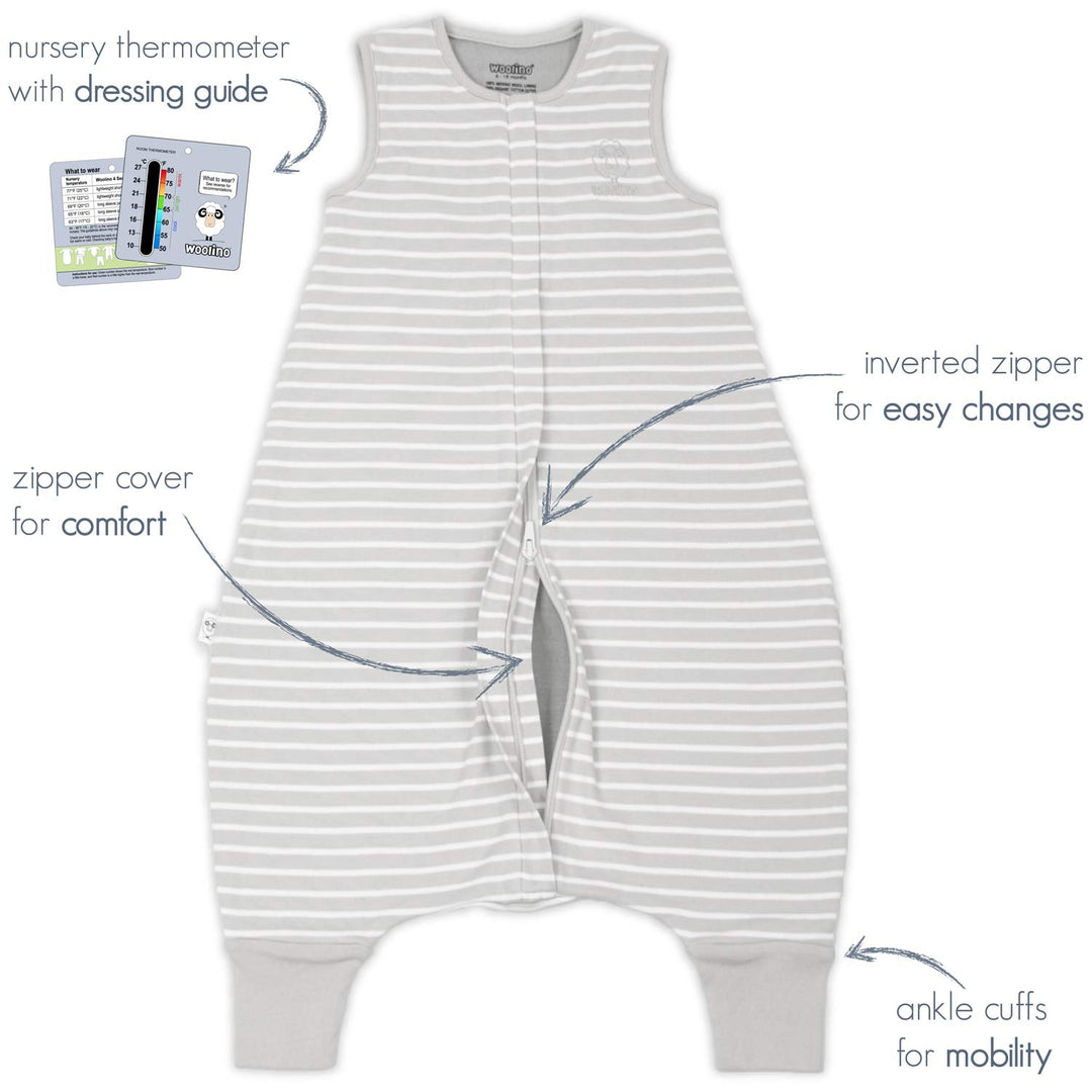 >Woolino Merino Wool 4 Season Baby Sleep Bag with FEET opening - Navy Blue