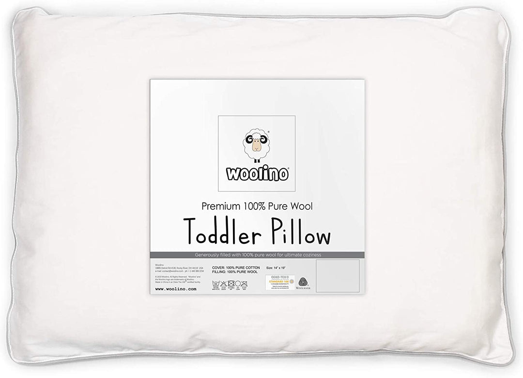 >Woolino Wool All Natural Kids Toddler Pillow - Machine Washable 14"x19"