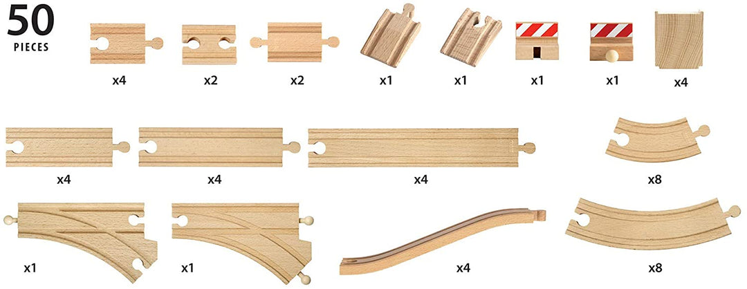 >BRIO 50 Pieces of Wooden Tracks Pack 33772