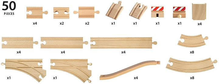 >BRIO 50 Pieces of Wooden Tracks Pack 33772