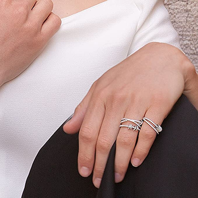 APM Triple Ring With Sliding Hoops - Silver