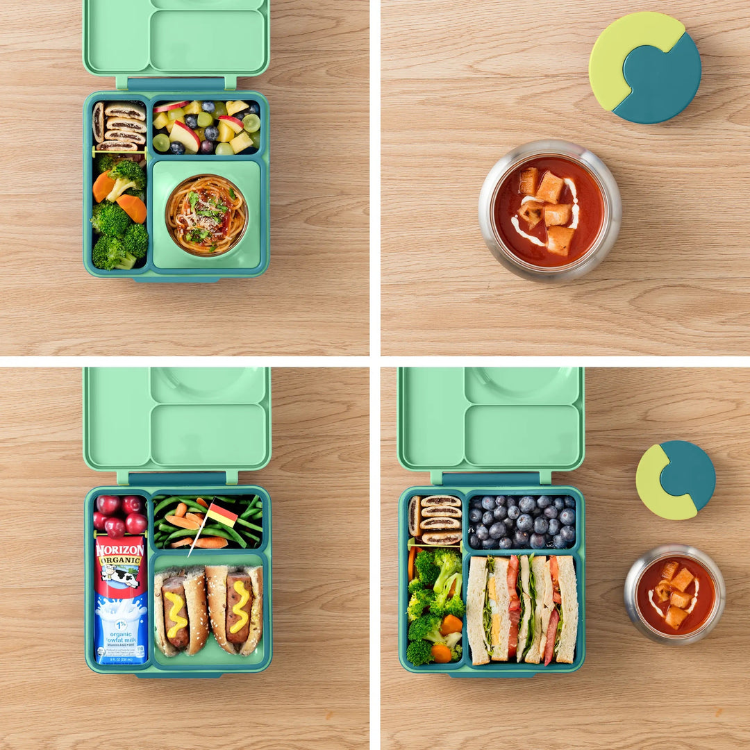OmieBox Lunch Box with Fork, Spoon + Pod Set (Meadow)