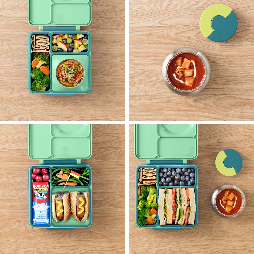 >OmieBox Lunch Box with Fork, Spoon + Pod Set ( Meadow)