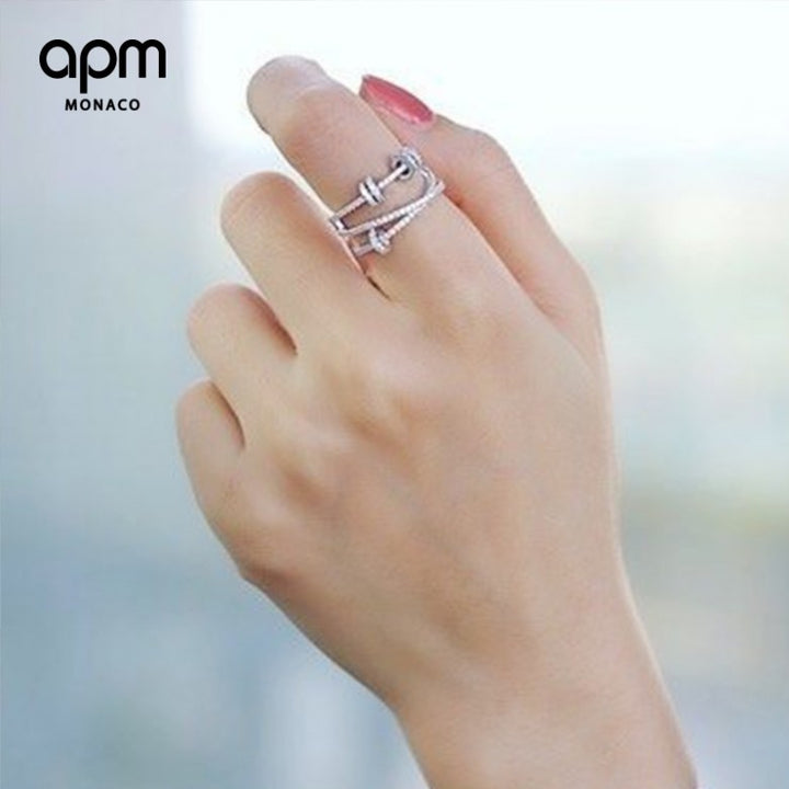 APM Triple Ring With Sliding Hoops - Silver