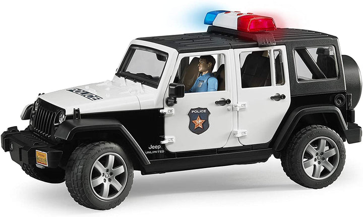 >Bruder 02526 Jeep Rubicon Police car with Light skin Policeman 13 x 5.7 x 6.4 inch