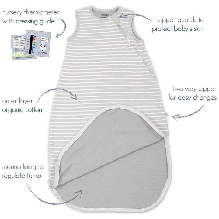 >Woolino 4 Season CLASSIC Merino Wool &amp; Organic Cotton Baby Sleep Bag - Panda