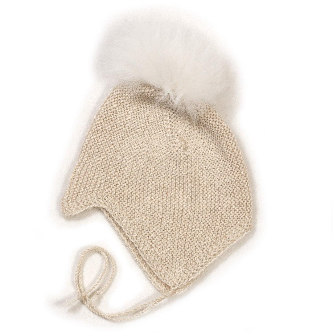 HUTTELIHUT Baby's Hat BOLIVIAN ALPACA WOOL in Off white/White
