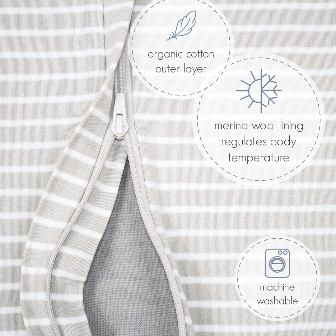 Woolino Merino Wool 4 Season Baby Sleep Bag with FEET opening - Gray