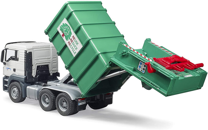 >Bruder 03763 Man TGS Rear Loading Garbage Truck - Green 20 x 7.3 x 8.5 inch