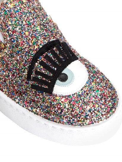 Chiara Ferragni Women's Multicolor Glitter Rainbow Flirting Flats Sneakers