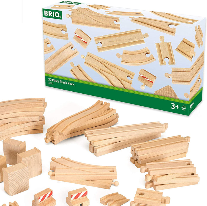 >BRIO 50 Pieces of Wooden Tracks Pack 33772