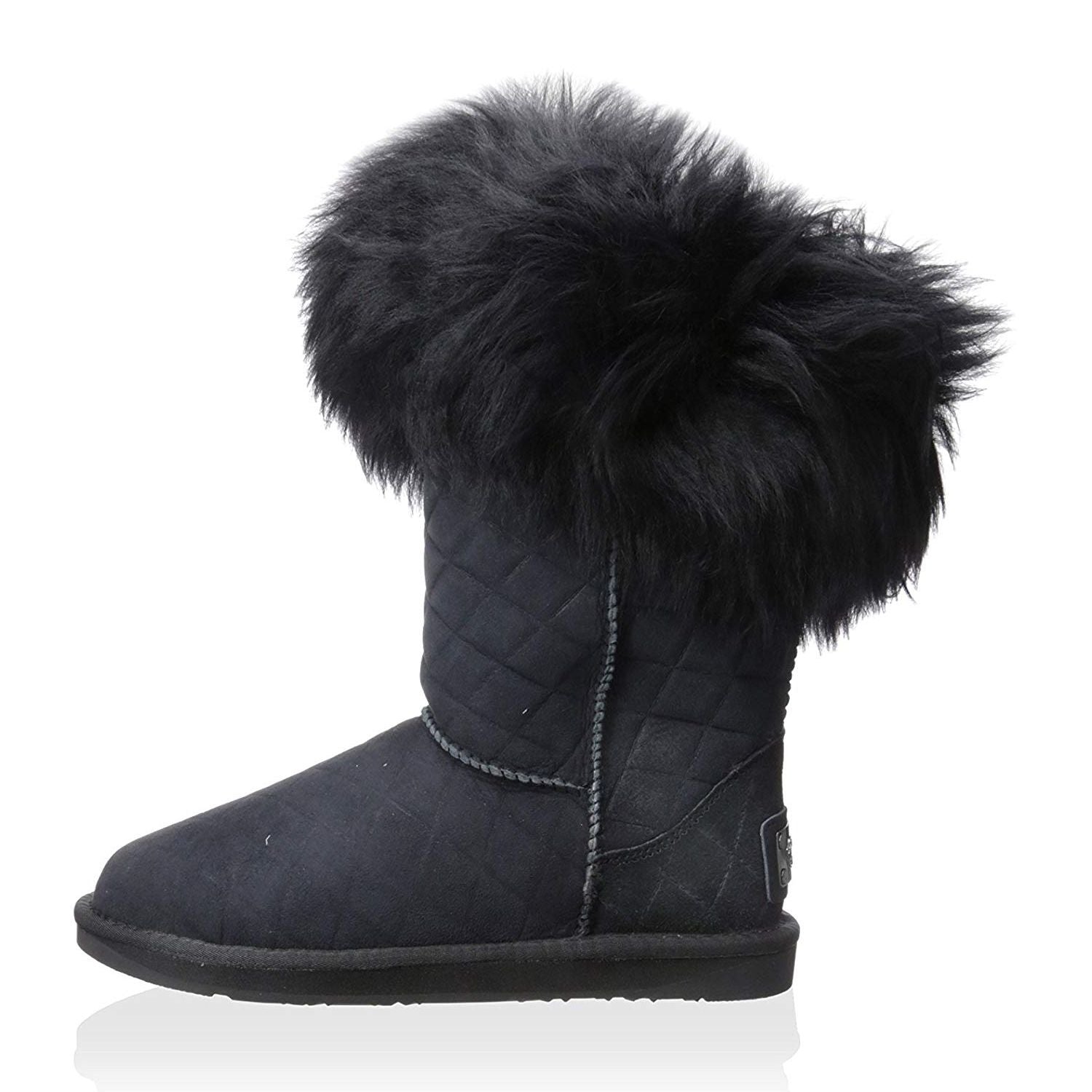 Australia Luxe Women s Foxy Shearling Short Boots in Black Quilt