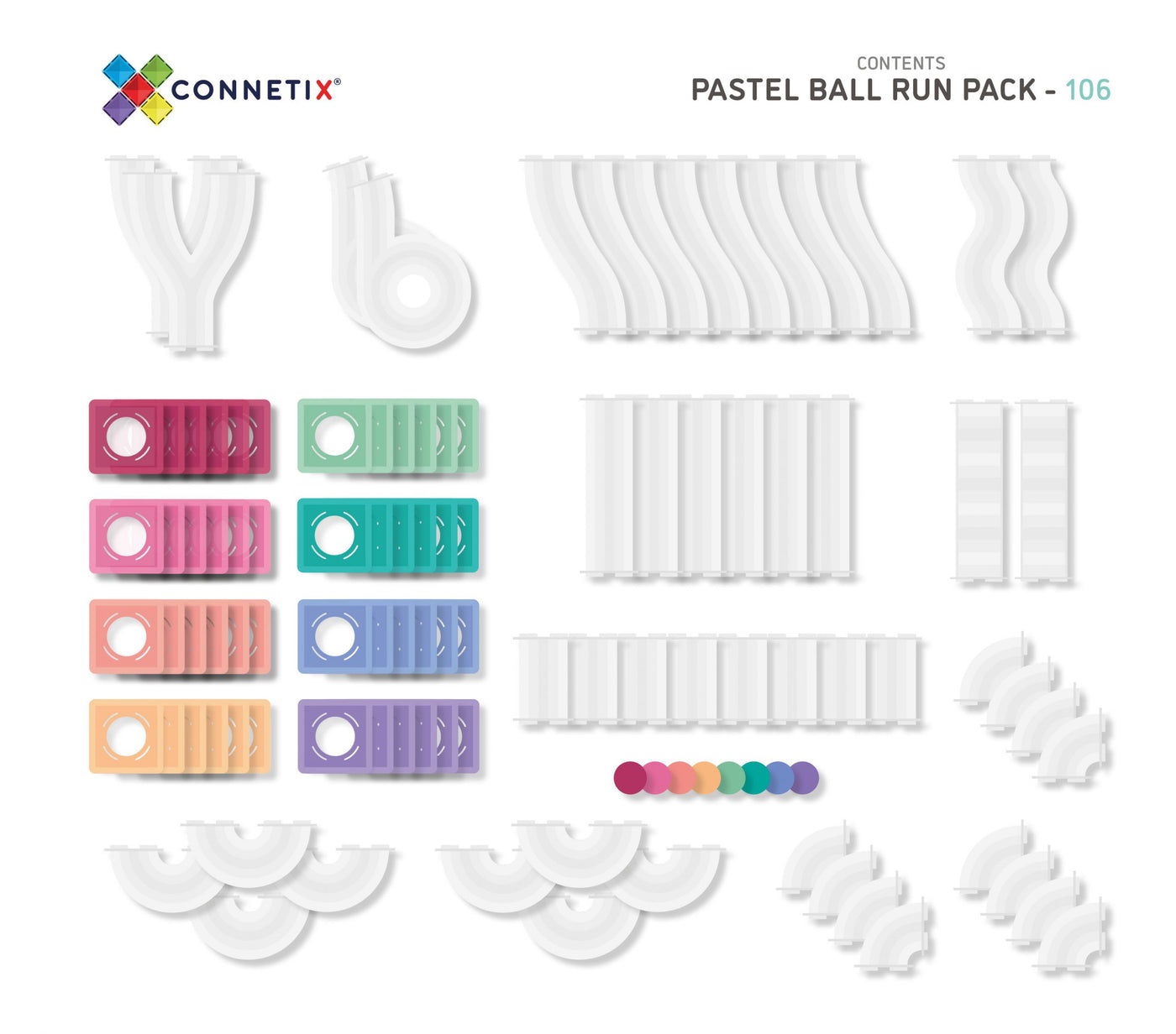CONNETIX Pastel Range - 106 Piece Pastel Ball Run