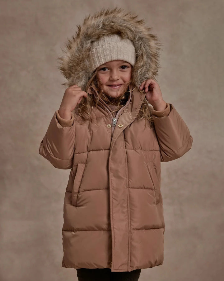 Rylee + Cru Kids Long Down Puffer Winter Jacket - Mocha II