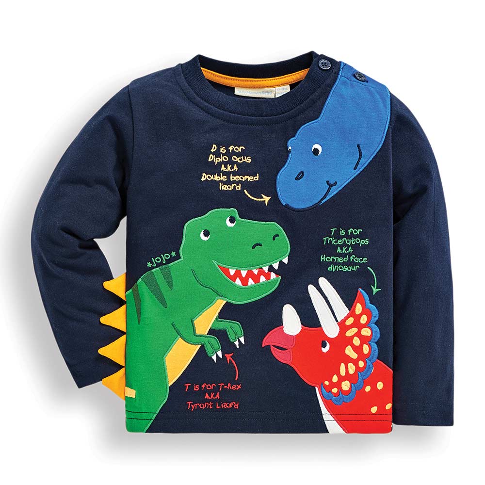 Jojo Maman Bebe Kids Boy's Dinosaurs Long Sleeve Shirts/Top