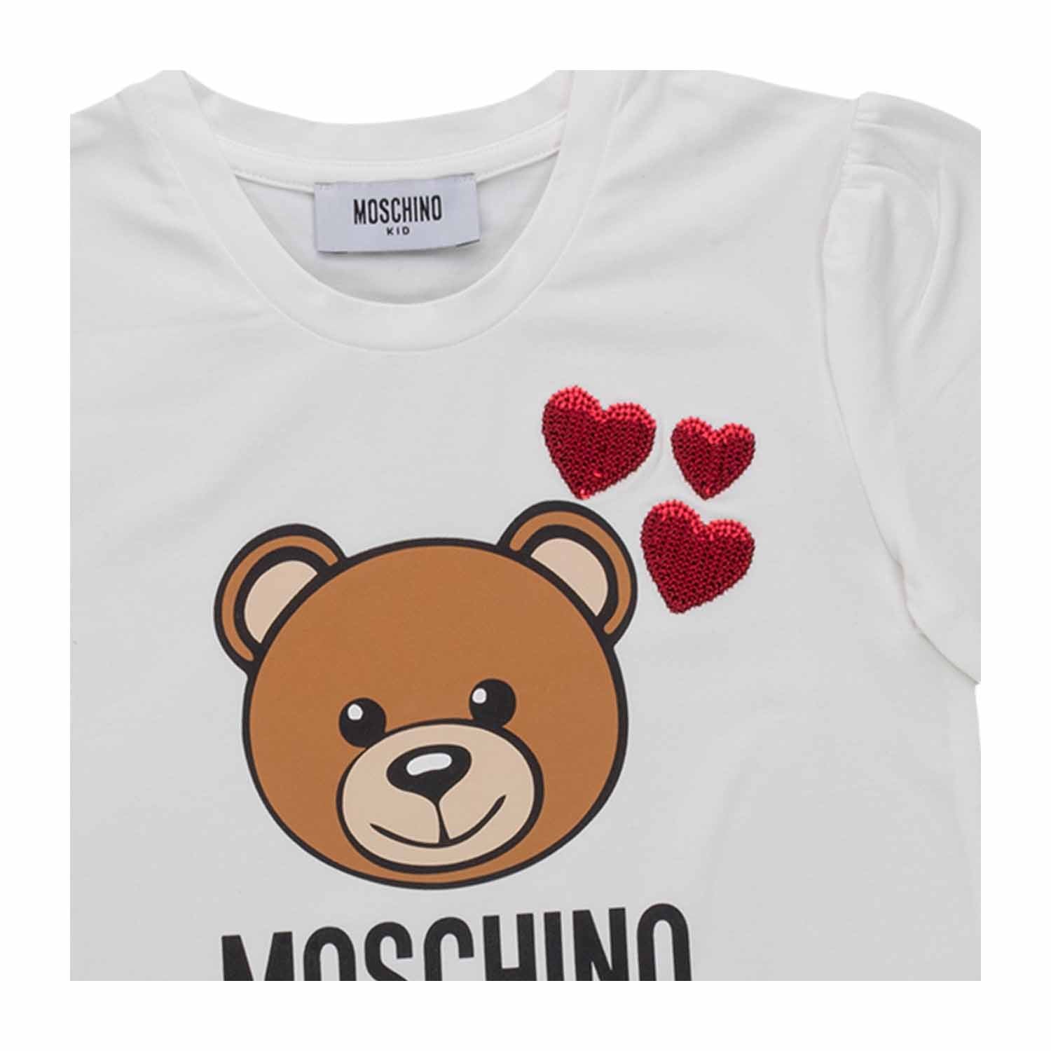 Moschino Kids Girl s Teedy Bear Hearts T shirt Mom Loves Me