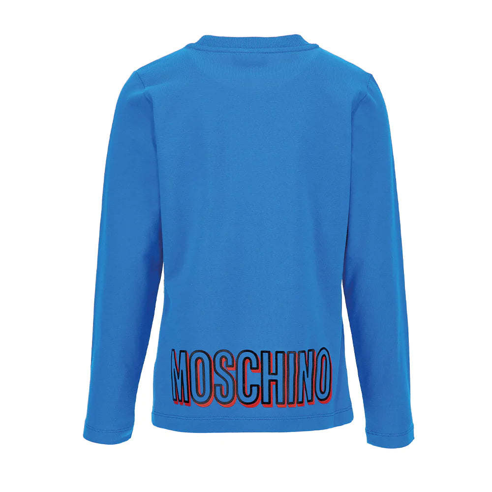 Moschino Kids Brilliant Blue Long Sleeves Tee Shirt