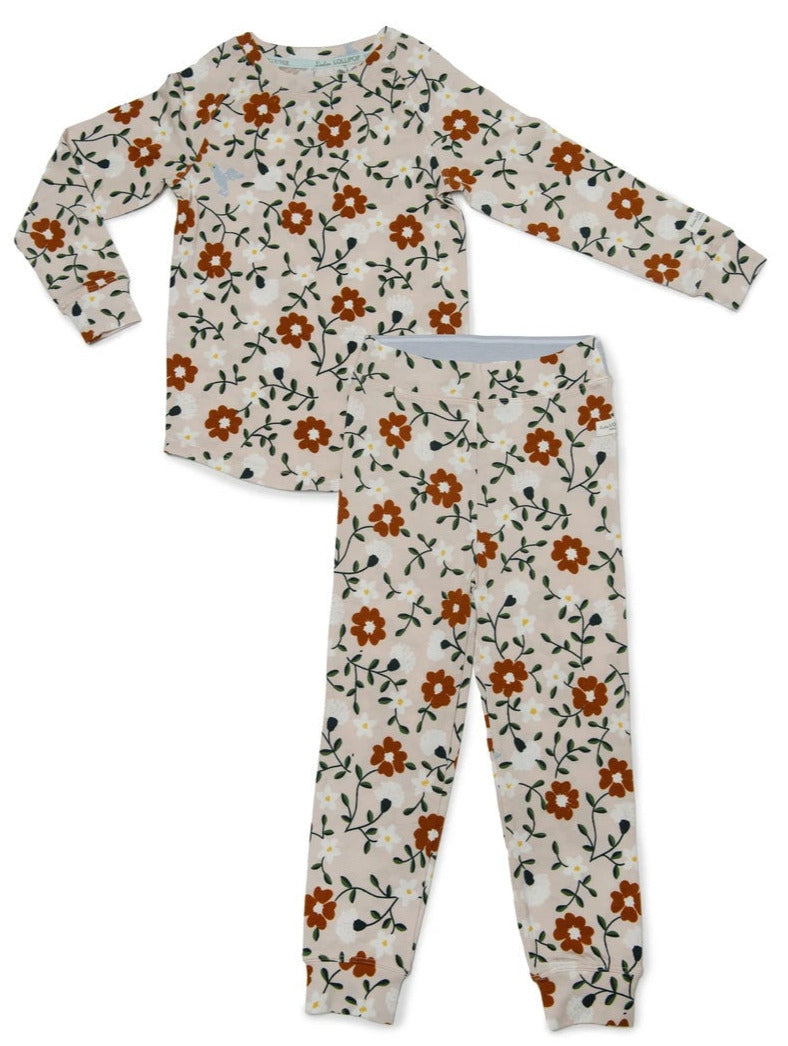 Loulou LOLLIPOP Kids Unisex 2-Piece Pajama Set in Flower Vine