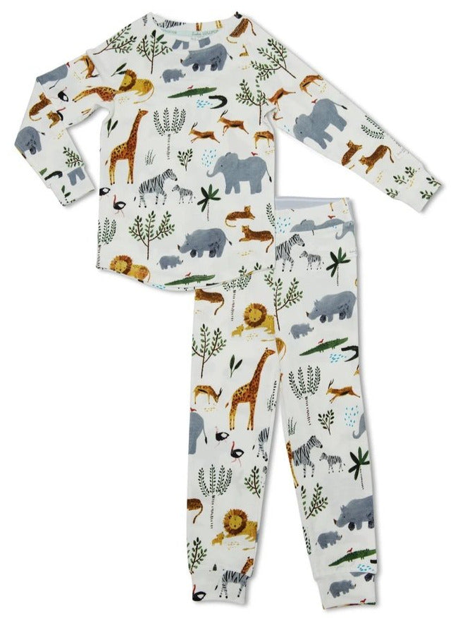 Loulou LOLLIPOP Unisex 2-Piece Pajama Set in Safari Jungle