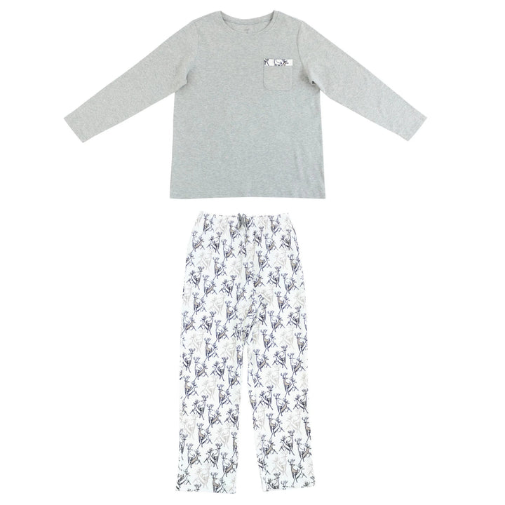Nest Designs Women's Organic Cotton Long Sleeve Pocket Tee PJ Set - Dear Oh Deer