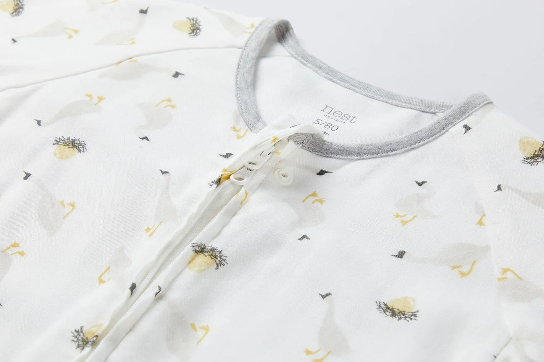 Nest Designs Kids 0.6 TOG Bamboo Pima Long Sleeve Footed Sleep Suit - The Goose & The Golden egg
