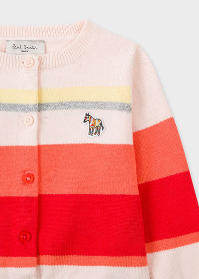 Paul Smith Junior Kids Girls Pink Stripe Zebra Cardigan 5L18012 92