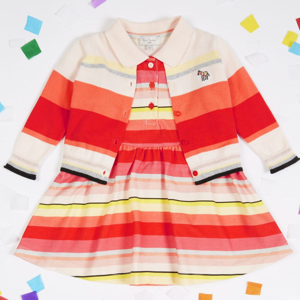 Paul Smith Junior Kids Girls Pink Stripe Zebra Cardigan 5L18012 92