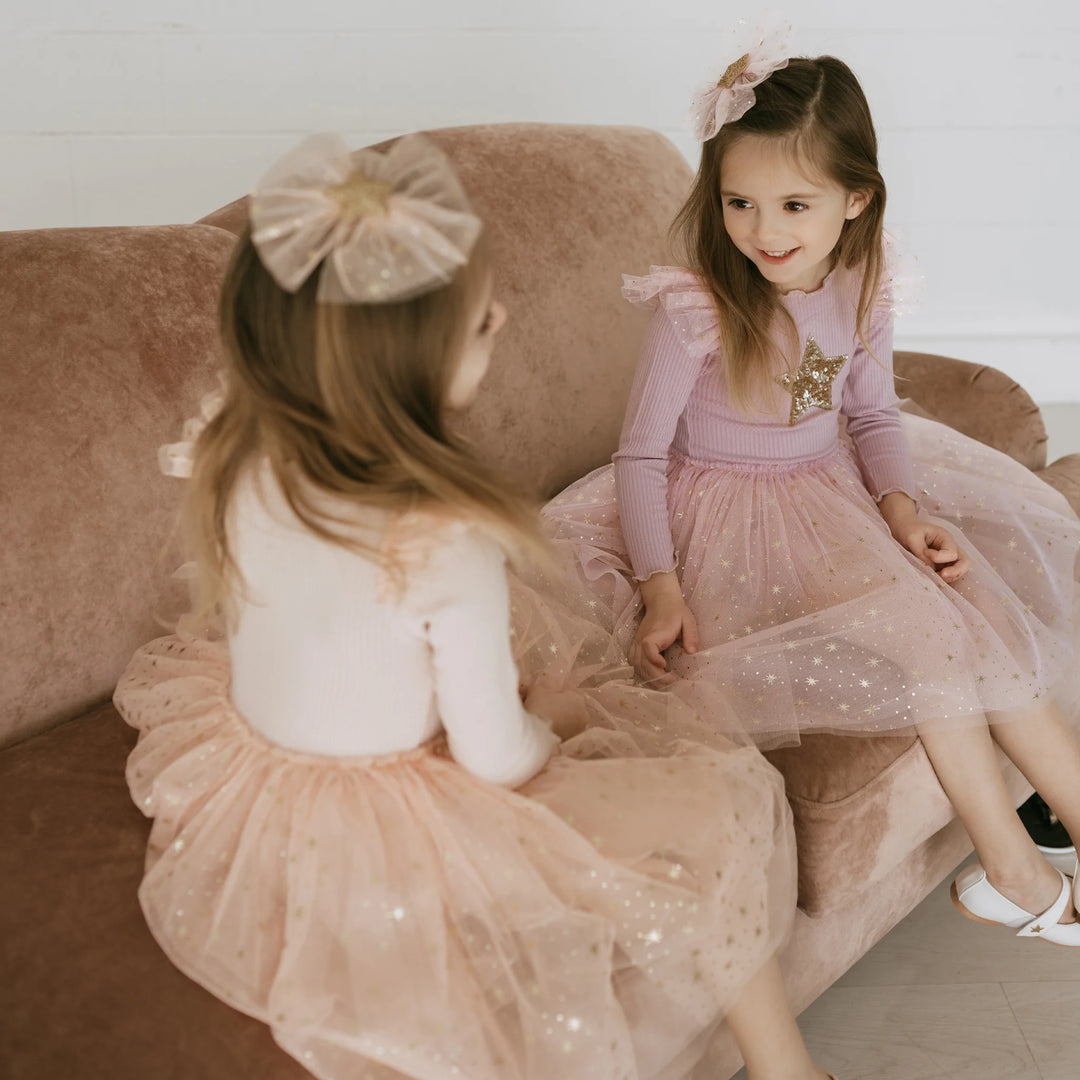 Petite Hailey Girl's FRILL LAYERED TUTU DRESS - PEACH Petite Hailey Girl's FRILL LAYERED TUTU DRESS - PEACH