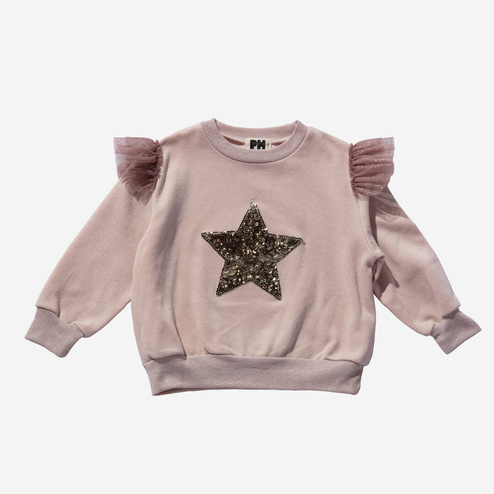 Petite Hailey Girl's STAR SWEATSHIRT SET - Peach