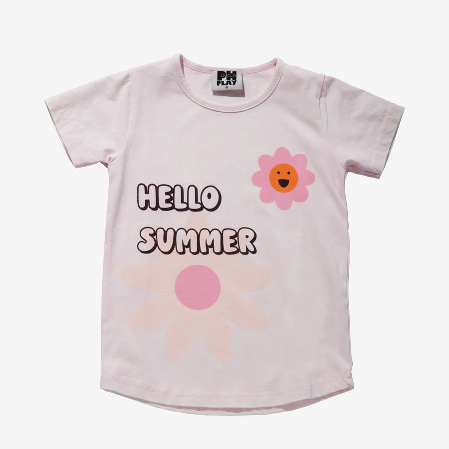 Petite Hailey Girl's Acid Washing T-shirt  - Pink