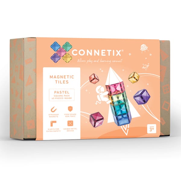 >CONNETIX Pastel Range - 40 Piece Pastel Square Pack