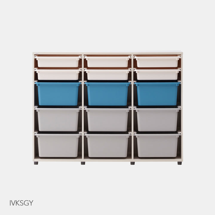 >iloom 140W 3-Story Bookshelf (with 15 Storage Bins) [multi-color]