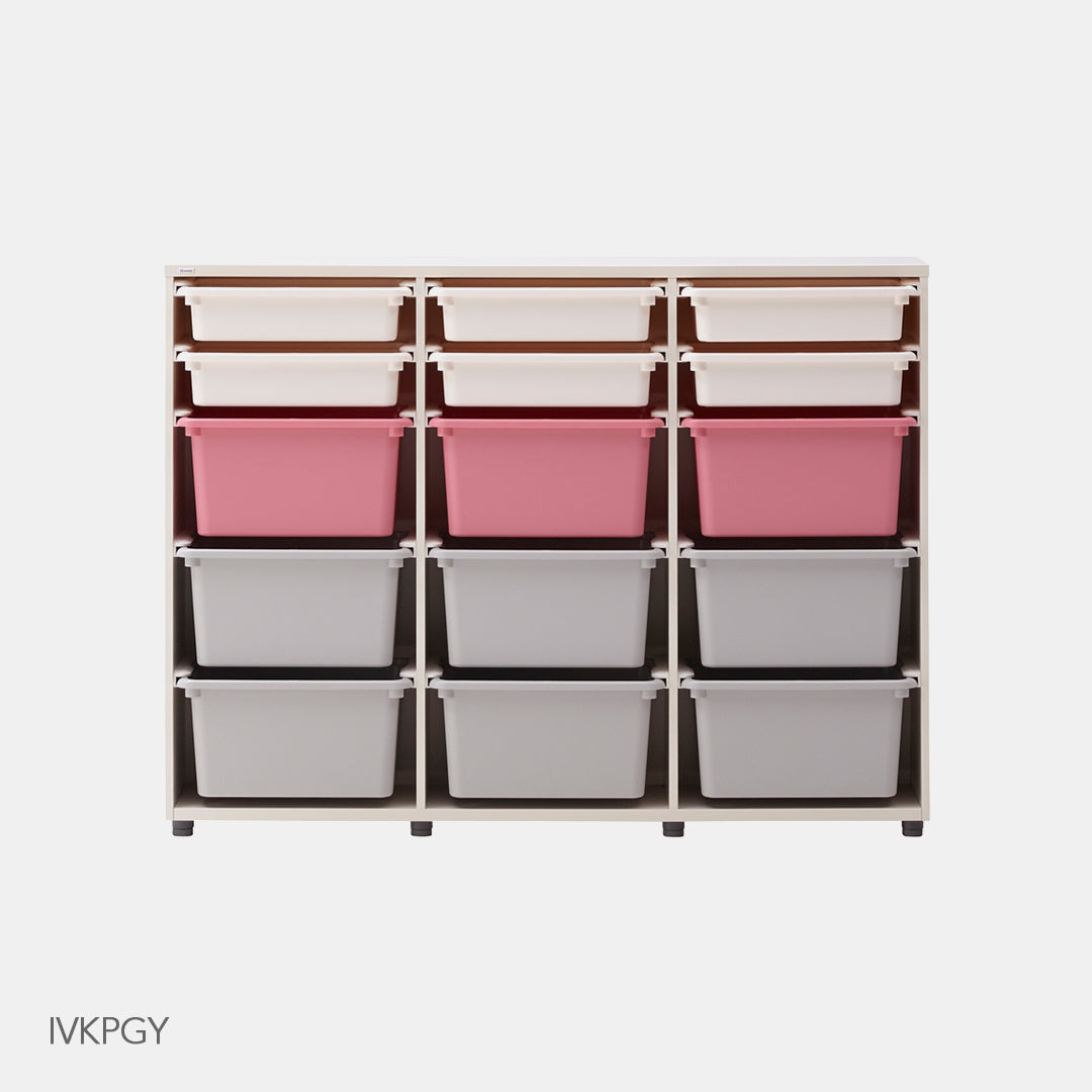 >iloom 140W 3-Story Bookshelf (with 15 Storage Bins) [multi-color]