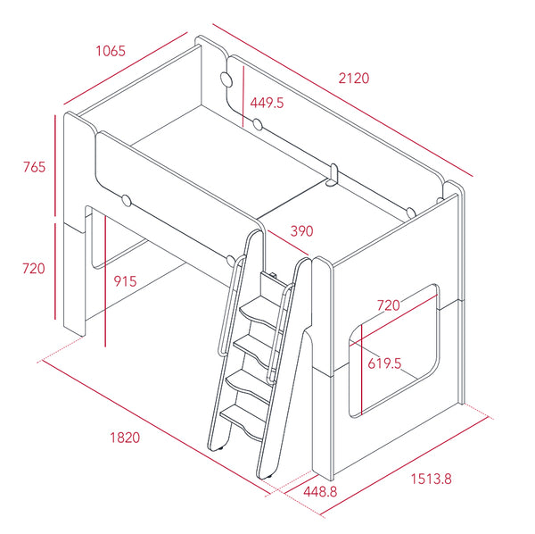 >iloom Cabin Bed with Ladder (Length: 2120mm) multi-color available [Pick-up ONLY]