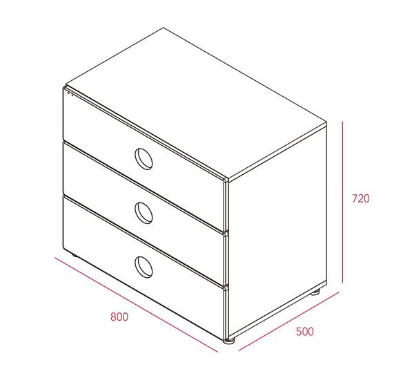 iloom TINKLE-POP Kids 3-Story W800 Drawer - Ivory/Sky Blue (Pickup ONLY)