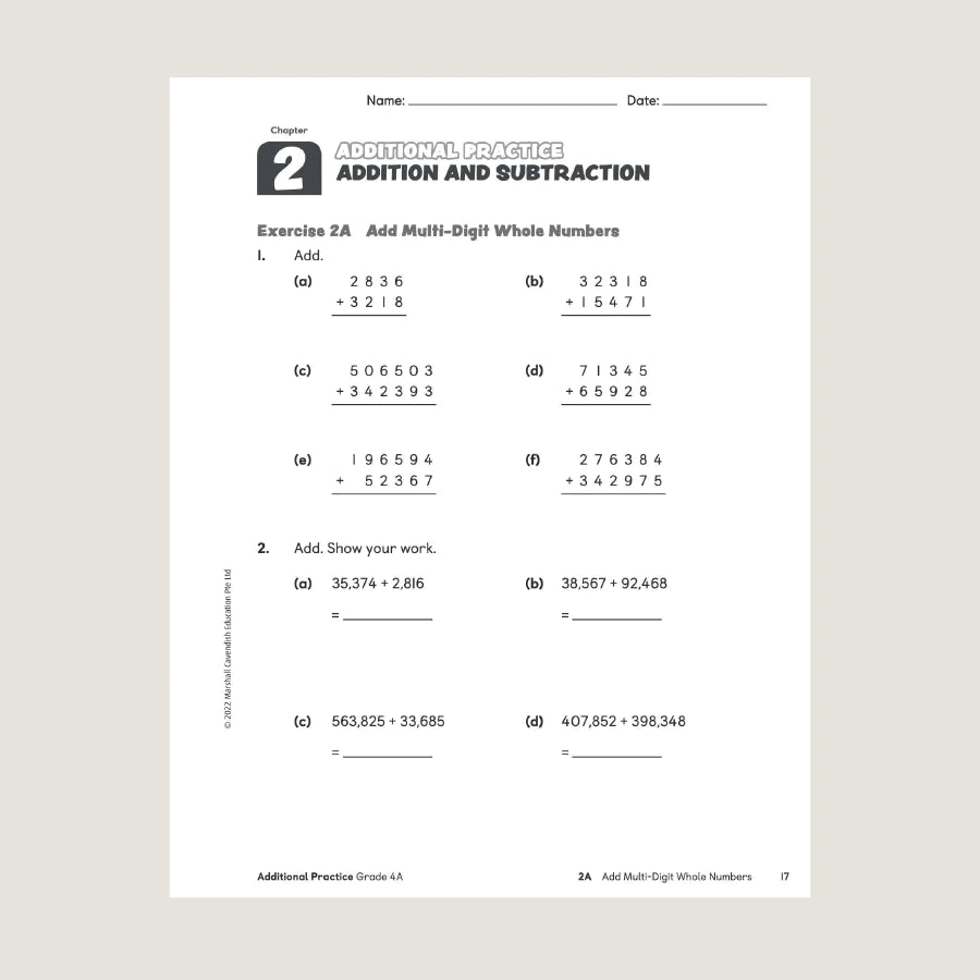 >Singapore Math Primary Mathematics Additional Practice 4A