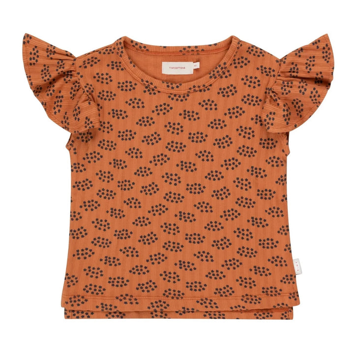 TINYCOTTONS Kids FORGET ME NOT CROP TEE in Light brown/ultramarine 055