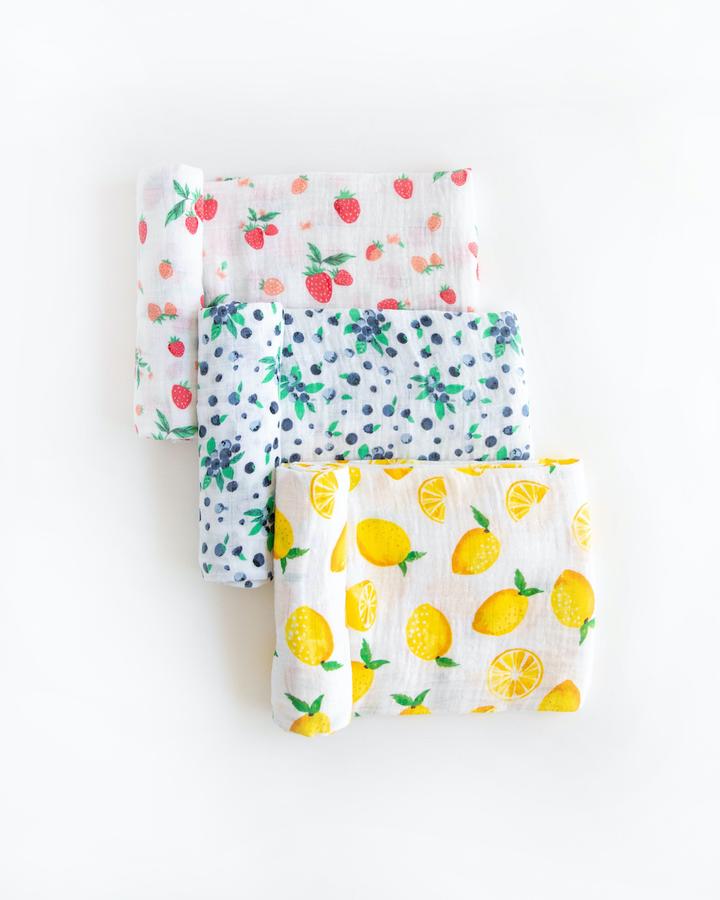 Little Unicorn Cotton Muslin Swaddle Blanket Set - Berry Lemonade