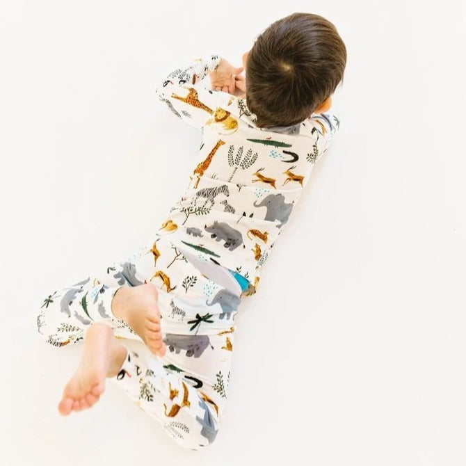 Loulou LOLLIPOP Unisex 2 Piece Pajama Set in Safari Jungle Mom