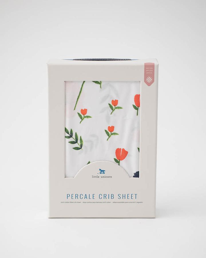 Little Unicorn Percale Crib Sheet - Summer Poppy