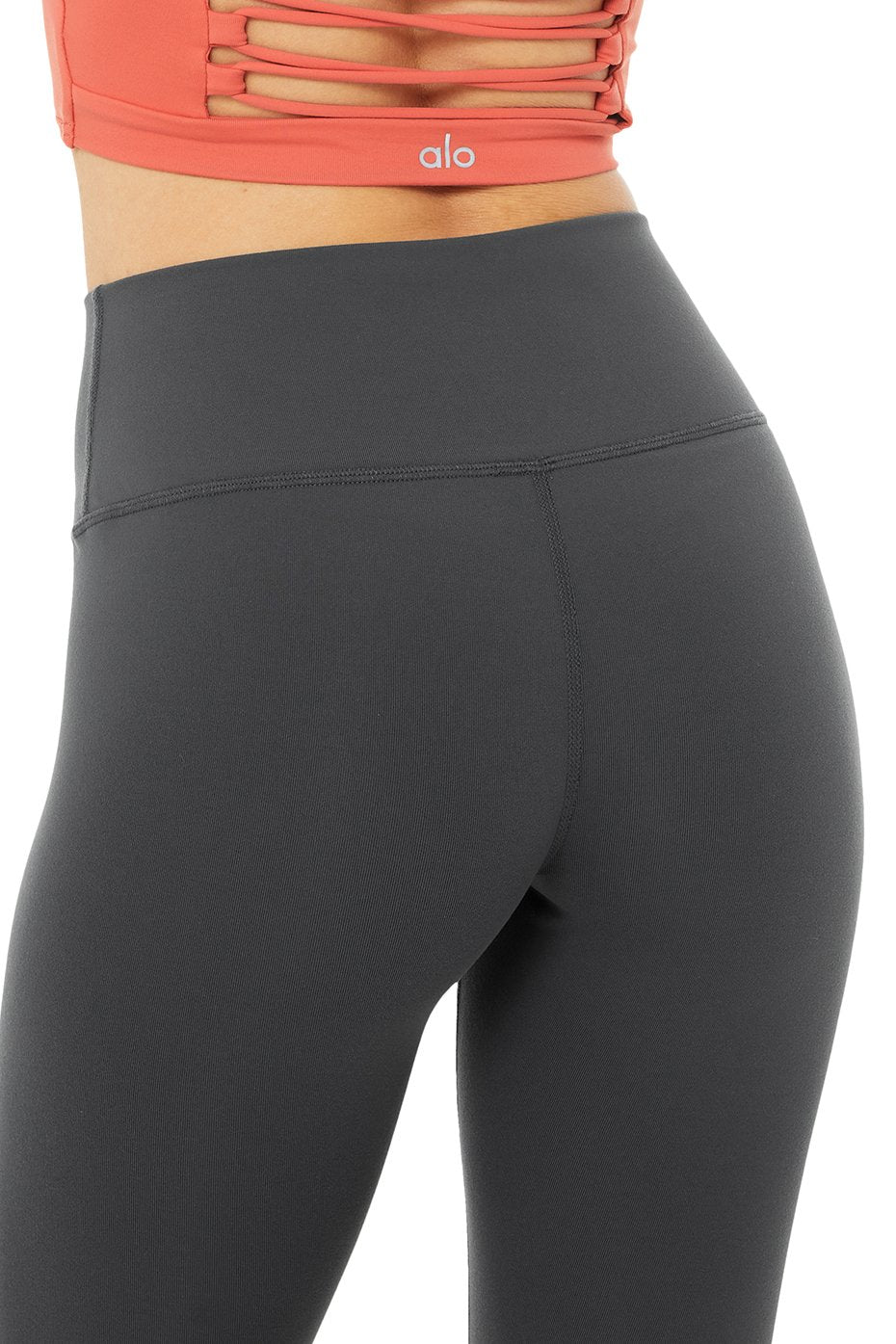 alo High Waisted Airbrush Legging Black Leather W5473SR - Free Shipping at  Largo Drive