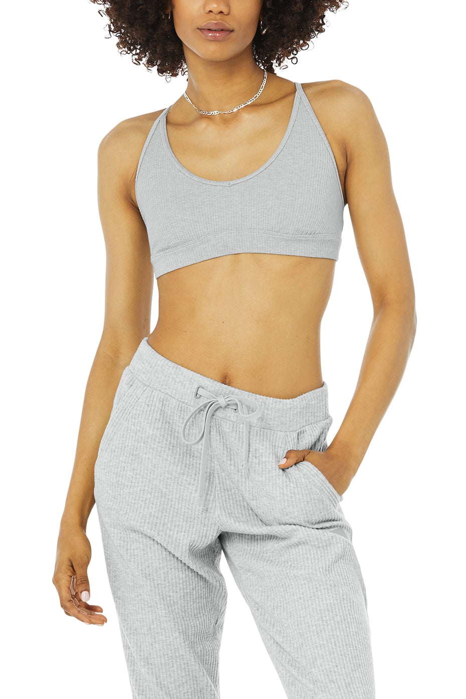 Alo Yoga Women's Muse Ribbed Sweatpants, Athletic Heather Gray,XS - US 