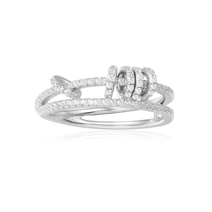 APM Double Ring With Sliding Hoops - Silver