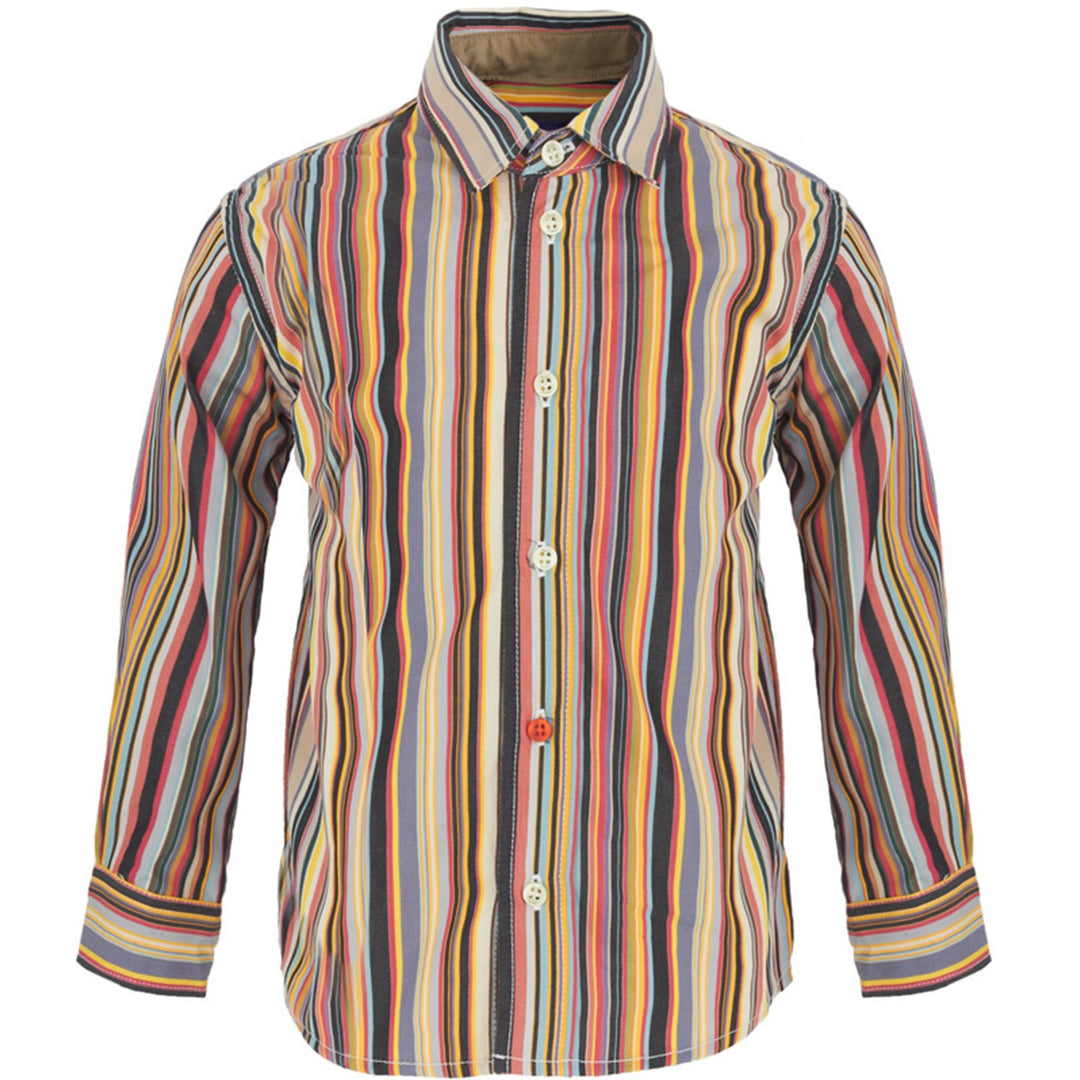 rainbow striped dress shirt Addy Rainbow Stripe Button-Up Maxi Shirt Dress