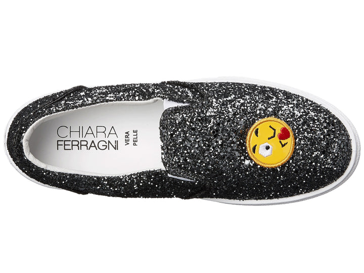 Chiara Ferragni Women's Gray Sparkle Emoji Slip-on Sneaker