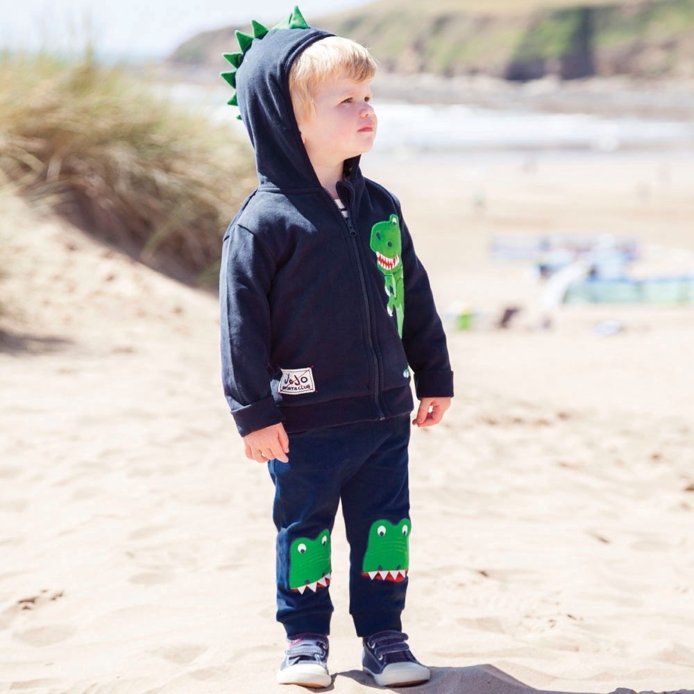 Jojo Maman Bebe Kids Boy's Dino Knee Joggers/Pants in Navy
