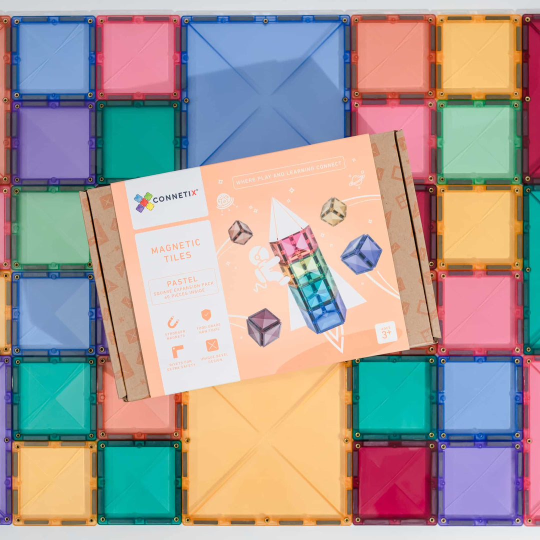 >CONNETIX Pastel Range - 40 Piece Pastel Square Pack